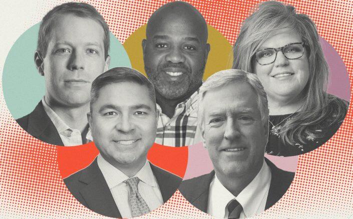 Partners' Dan Moody, Crow Holdings Don Brooks, CBRE's Teri Garcia, Mohr's Ben Fujihara and RHA's Steve Tiemann (LinkedIn, Crow Holdings, Mohr Partners, RHA)