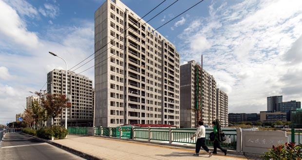 Unfinished apartment buildings in Shanghai, China