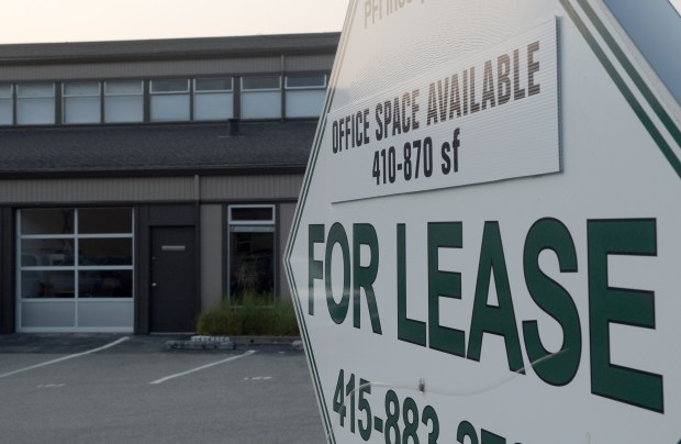A vacancy at an office building in Sausalito, Calif., on Thursday, Oct.  8, 2020. (Alan Dep/Marin Independent Journal)