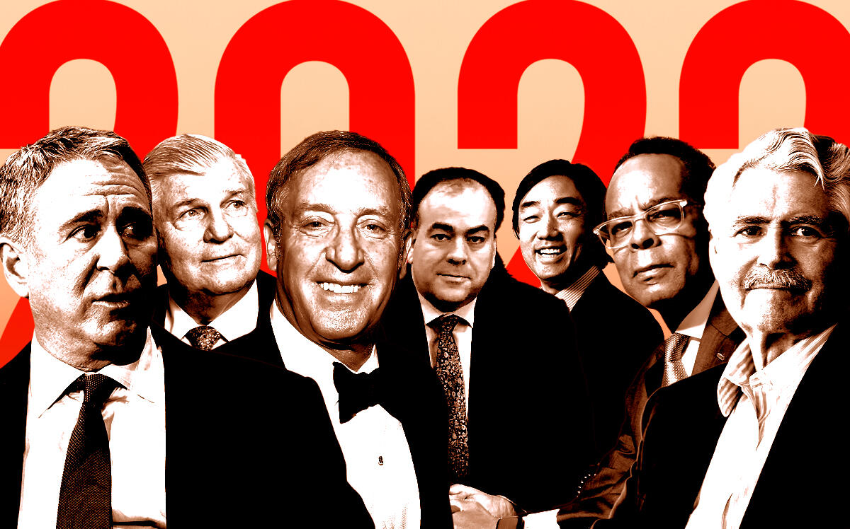 From left: Ken Griffin, Mike Reschke, Steven A. Crown, Fritz Kaegi, Soohyung Kim, Quintin Primo, and Bryan Cressey (Getty, Harvard Law)